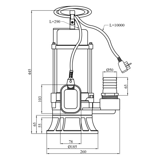 Додаткове фото - Насос фекальний Pumpman 50WFD11-10-1.1G(A) Нmax 15 м Qmax 17 куб,м 1100В т (алюміній)