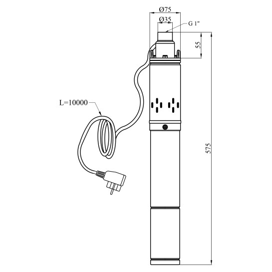 Додаткове фото - Насос глибинний шнековий Agua 3S QGD 1.8-75-0.37 Hmax 75 м Qmax 30 л/хв P 370 Вт з вбудованим конденсатором