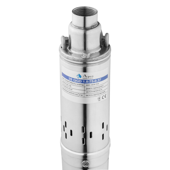 Додаткове фото - Насос глибинний шнековий Agua 3S QGD 1.8-75-0.37 Hmax 75 м Qmax 30 л/хв P 370 Вт з вбудованим конденсатором