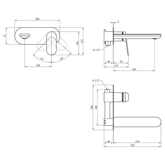 Додаткове фото - Змішувач прихованого монтажу для раковини Kroner Element 211133B-0101