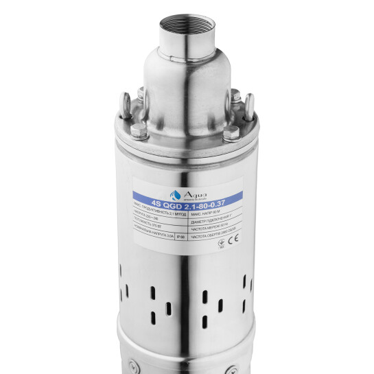 Додаткове фото - Насос глибинний шнековий Agua 4S QGD2,1-80-0,37 Hmax 80 м Qmax 35 л/хв P 370 Вт з вбудованим конденсатором