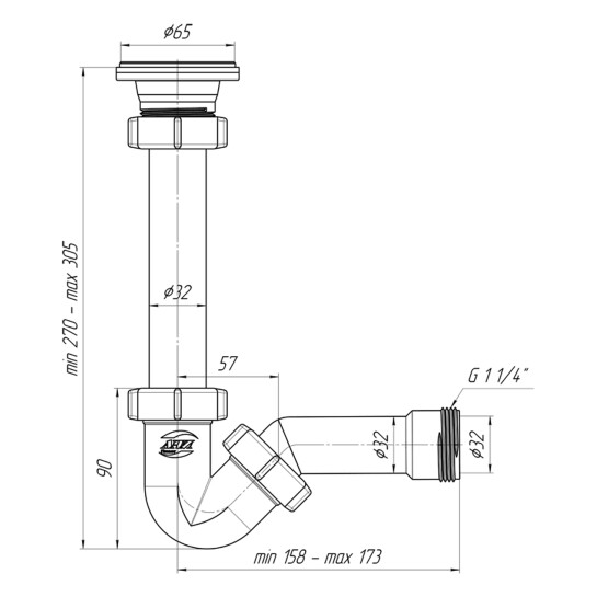 Додаткове фото - Сифон для біде ANIplast 1 1/4"х32 мм прямотечійний BD1000EU