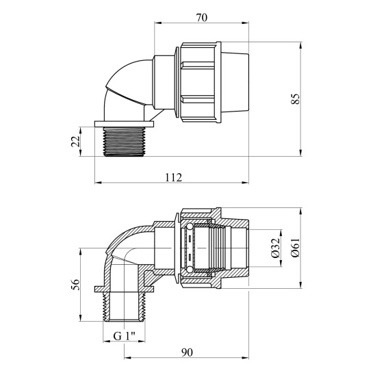 Додаткове фото - Коліно ПЕ SantehPlast 32х1" РЗ