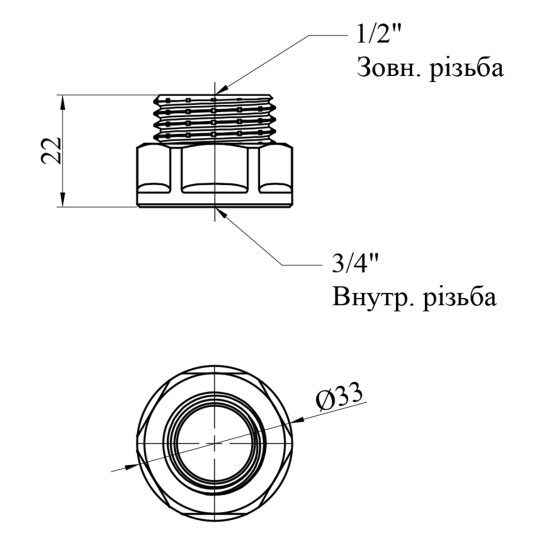 Додаткове фото - Перехід STA "Premium" 3/4"х1/2" ВЗ нікельований