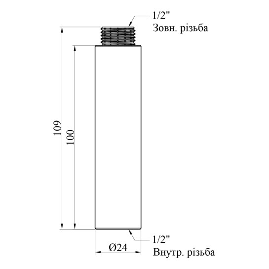 Додаткове фото - Подовжувач Karro 1/2" ВЗ, L=100 мм хромований KR-3209