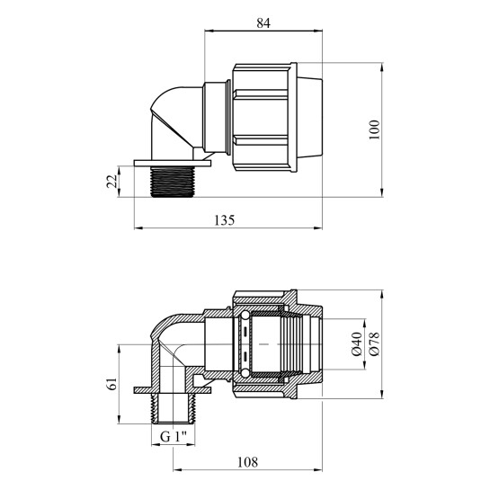 Додаткове фото - Коліно ПЕ SantehPlast 40х1" РЗ