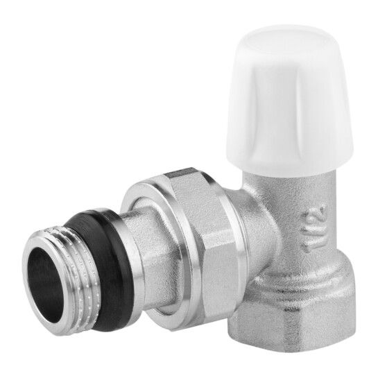 Додаткове фото - Комплект радіаторних кутових кранів Karro 1/2" ВЗ (верхній+нижній) з термоголовкою, нікельовані KR-5301