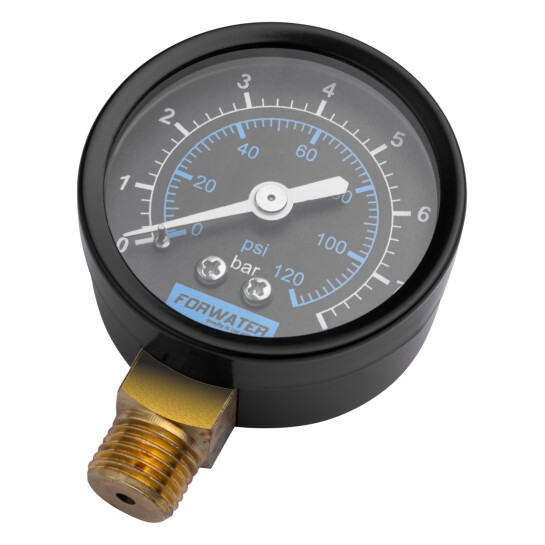 Додаткове фото - Манометр вертикальний Forwater 1/4" 8 Bar Premium нижнє підключення