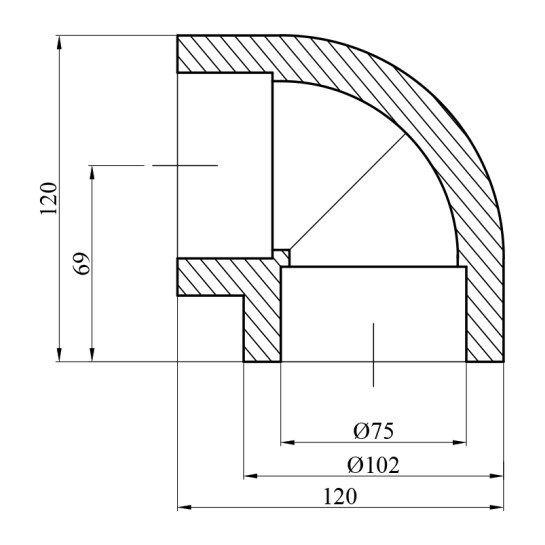 Додаткове фото - Коліно 90° PPR GrandiTherm 75 мм
