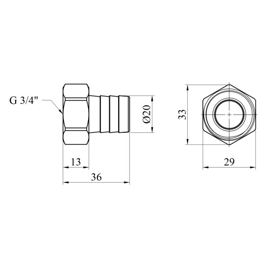 Додаткове фото - Штуцер LexLine 3/4" РВ, D=20 мм латунний УК0003-5