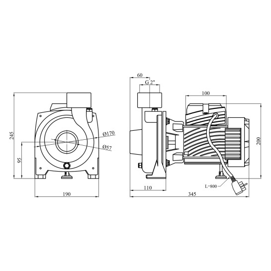 Додаткове фото - Насос поверхневий поливальний Pumpman TGA1C Нmax 15 м Qmax 30 куб.м 2"х2" 750 Вт
