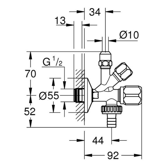 Додаткове фото - Кран приладовий Grohe 1/2"х3/8"х3/4" 22036000