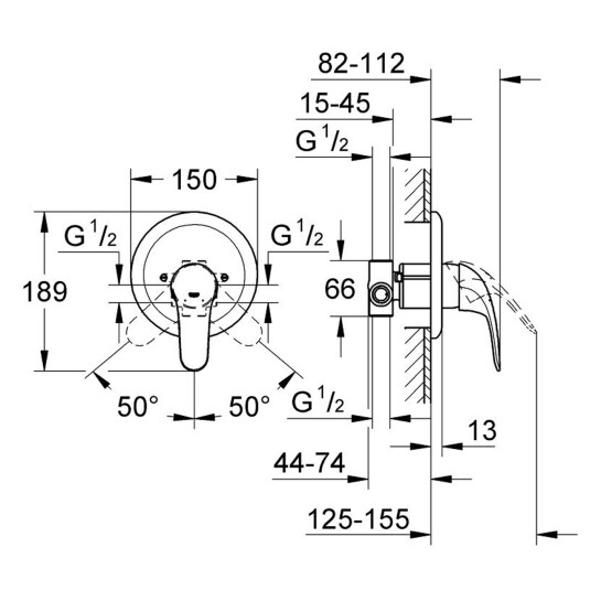 Додаткове фото - Змішувач прихованого монтажу для душу Grohe Euroeco 32742000