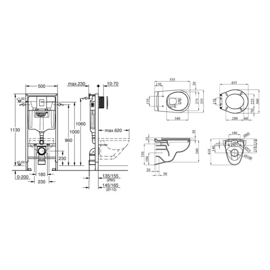 Додаткове фото - Комплект 4 в 1: Інсталяція Grohe Rapid SL 3 в 1 38772001 + Унітаз безободковий Kroner Oker WHI533536 RIMLESS з сидінням Slim Duroplast / Soft-close / Quick relase KO533536WHIR (38772001KO533536)