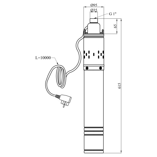 Додаткове фото - Насос глибинний шнековий Agua 4S QGD2,4-130-0,75 Hmax 130 м Qmax 40 л/хв P 750 Вт з вбудованим конденсатором