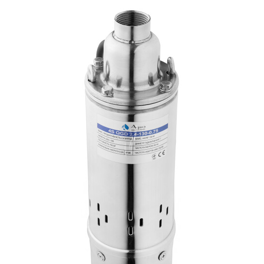 Додаткове фото - Насос глибинний шнековий Agua 4S QGD2,4-130-0,75 Hmax 130 м Qmax 40 л/хв P 750 Вт з вбудованим конденсатором