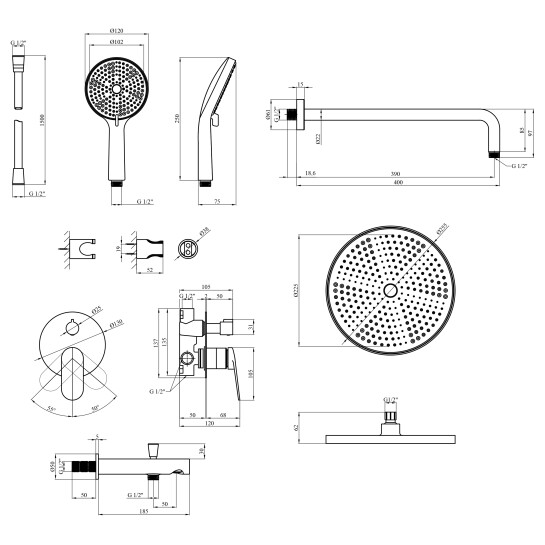 Додаткове фото - Душова система Kroner Element 211335A-5301