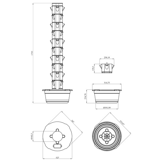 Додаткове фото - Гідропонічна система SantehPlast HTOW-P-10 з насосом, 175,5 см