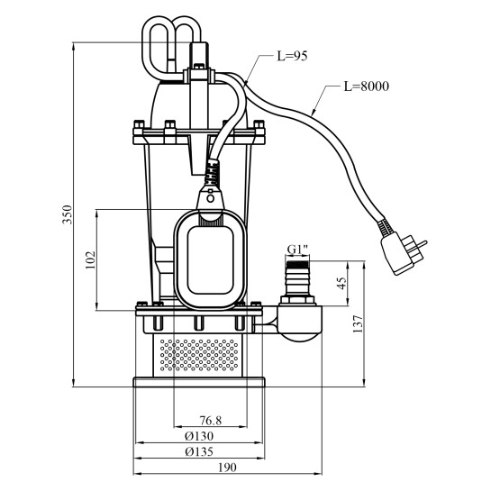 Додаткове фото - Насос дренажний Agua QDX 5-16-0.37 Нmax 16 м Qmax 5 куб.м P 370 Вт корпус алюміній