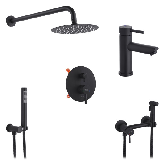 Набори змішувачів Набор 3 в 1 душова система прихованого монтажу Kroner Edelstahl Klassisch-SCH082 + змішувач Edelstahl Klassisch-SCH010 + змішувач Kroner Edelstahl Klassisch-SCH052