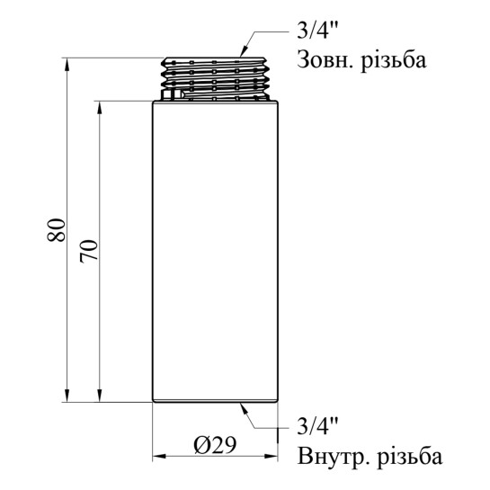 Додаткове фото - Подовжувач Karro 3/4" ВЗ, L=70 мм хромований KR-3209