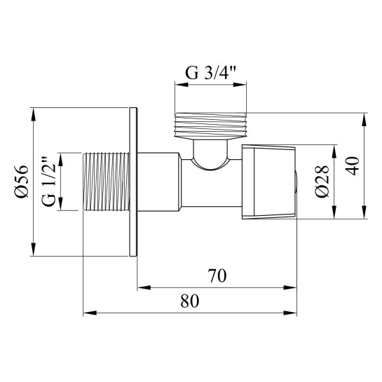 Додаткове фото - Кран приладовий Kroner KRP Eckventil C202 1/2"х3/4" ЗЗ