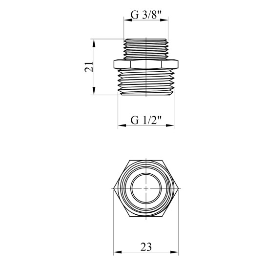 Додаткове фото - Ніпель перехідний Karro 1/2"х3/8" ЗЗ нікельований KR-3114