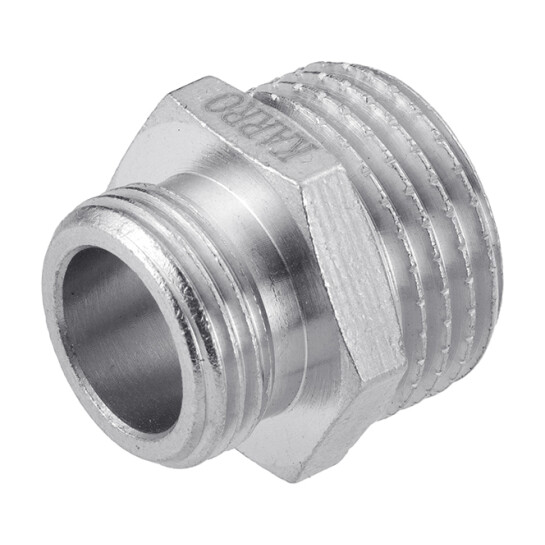 Додаткове фото - Ніпель перехідний Karro 1/2"х3/8" ЗЗ нікельований KR-3114
