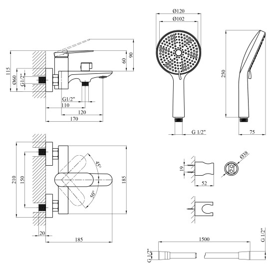Додаткове фото - Змішувач для ванни Kroner Element 211315-3801