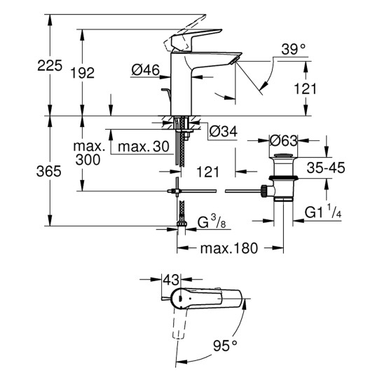 Додаткове фото - Змішувач для раковини Grohe QuickFix Start ES M-Size 23552002 з донним клапаном