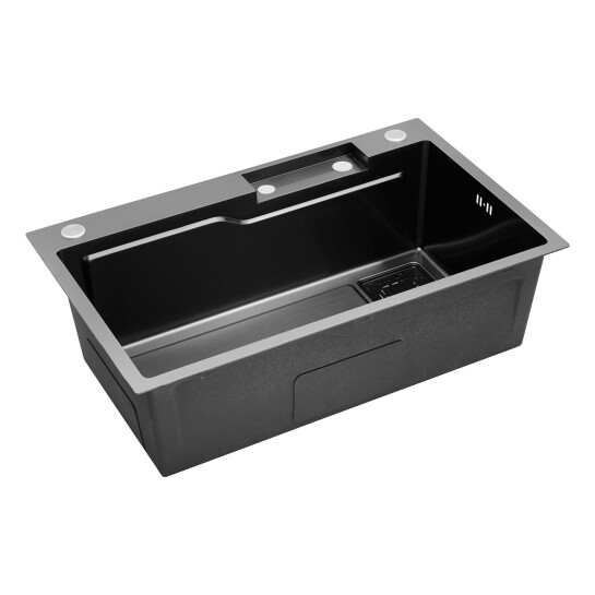 Додаткове фото - Кухонна мийка Kroner KRP Schwarze - SET7546HM PVD (3.0/0.7 мм)