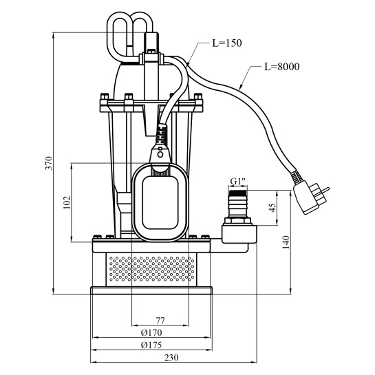 Додаткове фото - Насос дренажний Agua QDX 7-32-0.75 Нmax 32 м Qmax 7 куб.м P 750 Вт корпус алюміній