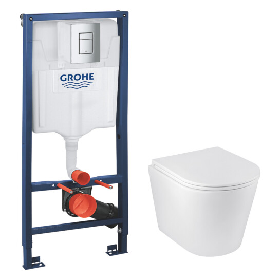 Головне фото - Комплект 4 в 1: Інсталяція Grohe Rapid SL 3 в 1 38772001 + Унітаз безобідковий Kroner Armada WHI513636 TORNADO (38772001KA51T)