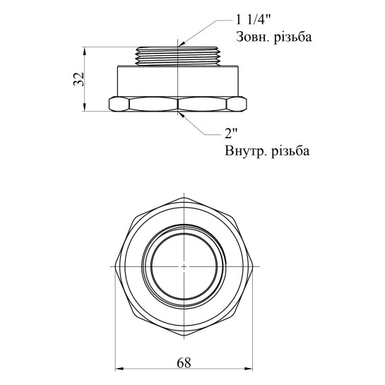 Додаткове фото - Перехід STA 2"х1 1/4" ВЗ латунний