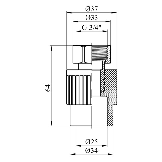 Додаткове фото - Перехід з накидною гайкою PPR Rozma 25х3/4"