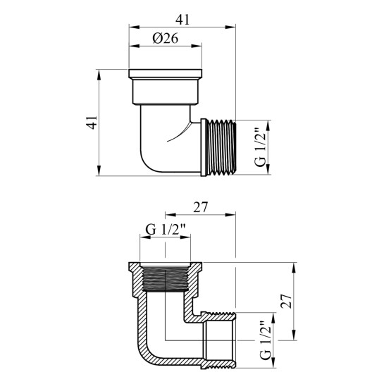 Додаткове фото - Кутник посилений LexLine 1/2" ВЗ латунний УК0122-В
