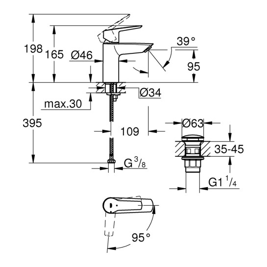Додаткове фото - Змішувач для раковини Grohe QuickFix Start S-Size 235512432