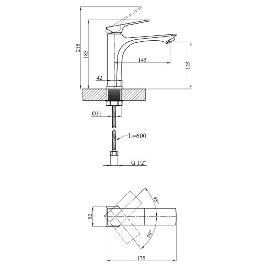Додаткове фото - Змішувач для раковини Kroner KRP Vog - GRP010