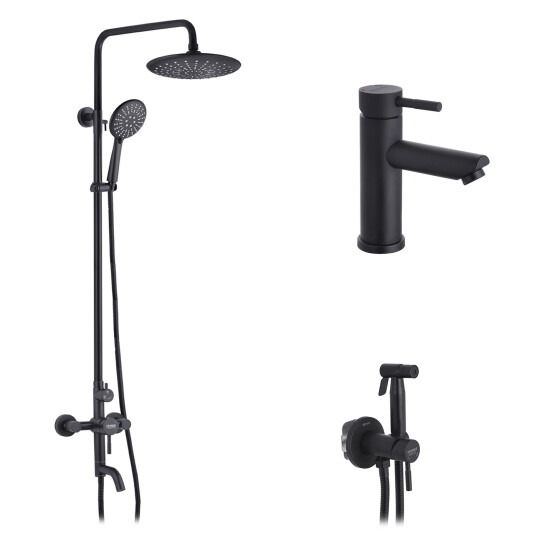 Головне фото - Набор 3 в 1 душова система Kroner Edelstahl Klassisch-SCH063 + змішувач Edelstahl Klassisch-SCH010 + змішувач Kroner Edelstahl Klassisch-SCH053