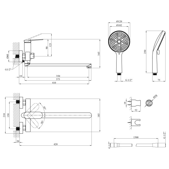 Додаткове фото - Змішувач для ванни Kroner Element 211414-5301