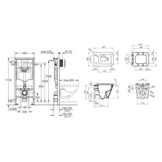 Додаткове фото - Комплект 4 в 1: Інсталяція Grohe Rapid SL 3 в 1 38772001 + Унітаз безобідковий Kroner Eifel WHI493436 TORNADO (38772001KE49T)