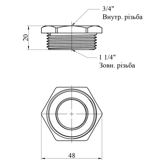 Додаткове фото - Футорка Karro 1 1/4"х3/4" ЗВ нікельована KR-3115