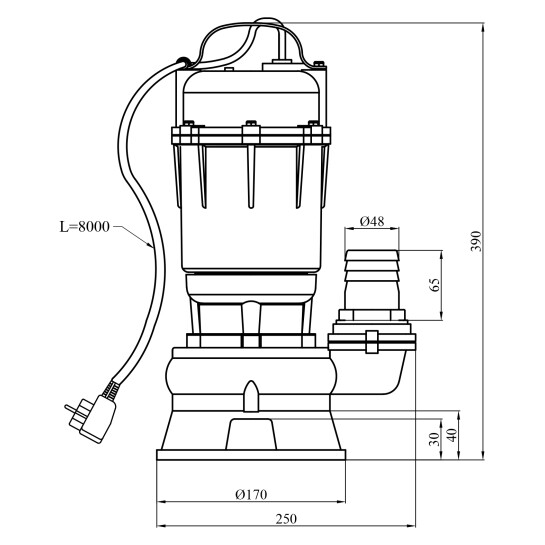 Додаткове фото - Насос фекальний Agua WQD 10-10-1.1 кВт Нmax 10 м Qmax 10 куб.м Р 1100 Вт корпус чавун