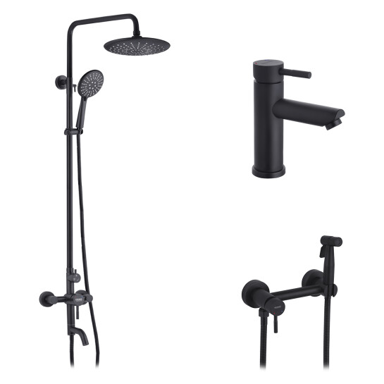 Головне фото - Набор 3 в 1 душова система Kroner Edelstahl Klassisch-SCH063 + змішувач Edelstahl Klassisch-SCH010 + змішувач Kroner Edelstahl Klassisch-SCH052