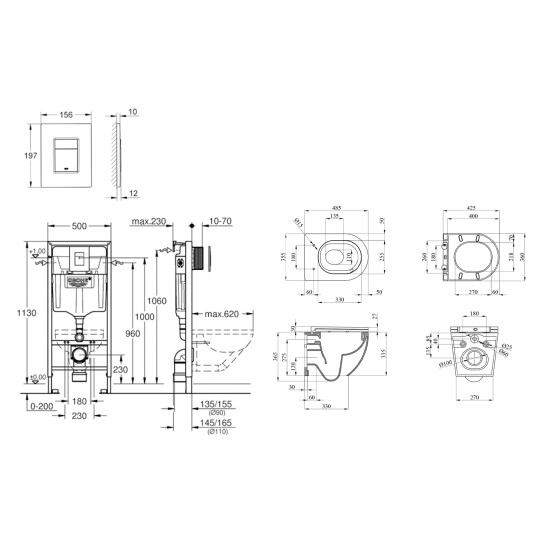Додаткове фото - Комплект 4 в 1: Інсталяція Grohe Rapid SL 3 в 1 38772001 + Унітаз безобідковий Kroner Harz WHI493736 TORNADO (38772001KH49T)