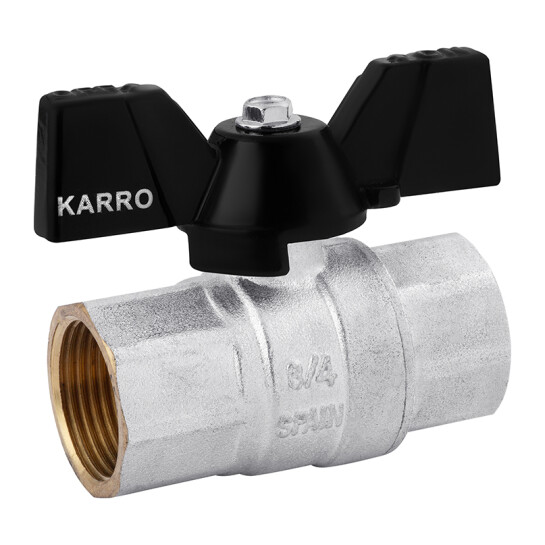 Крани кульові Кран кульовий Karro "Premium" 3/4" ВВ PN40 метелик, нікельований