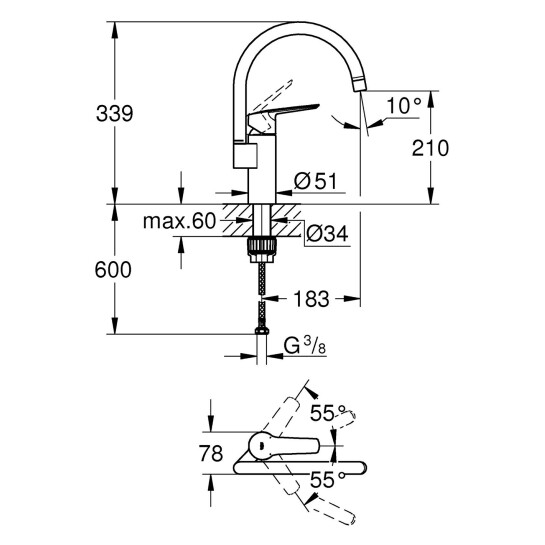 Додаткове фото - Змішувач для кухні Grohe QuickFix Start 304692430 