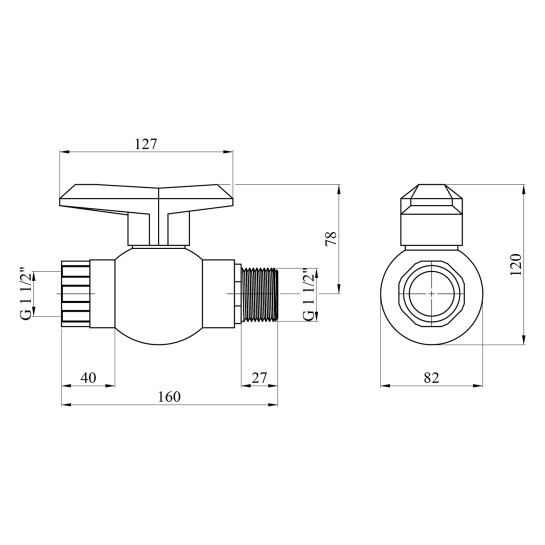 Додаткове фото - Кран ПЕ SantehPlast 1 1/2" ВЗ