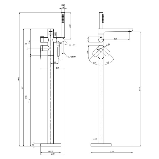 Додаткове фото - Змішувач для ванни Kroner Element 211339-0101