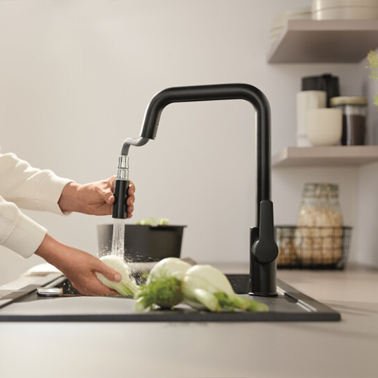 Додаткове фото - Змішувач для кухні з висувним виливом Grohe QuickFix Start 306312430 